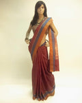 BGP-3501 - Maroon & Multi Pure Tussar Silk Saree