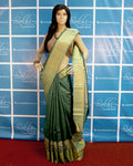 BGP-3523 - Green & Beige Pure Tussar Silk Saree