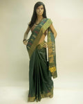 BGP-3524 - Green & Gold Pure Tussar Silk Saree