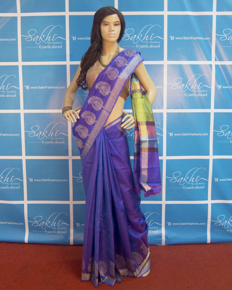 BGP-3530 - Purple & Multi Pure Tussar Silk Saree