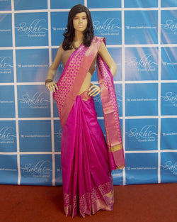 BGP-3531 - Pink & Multi Pure Tussar Silk Saree