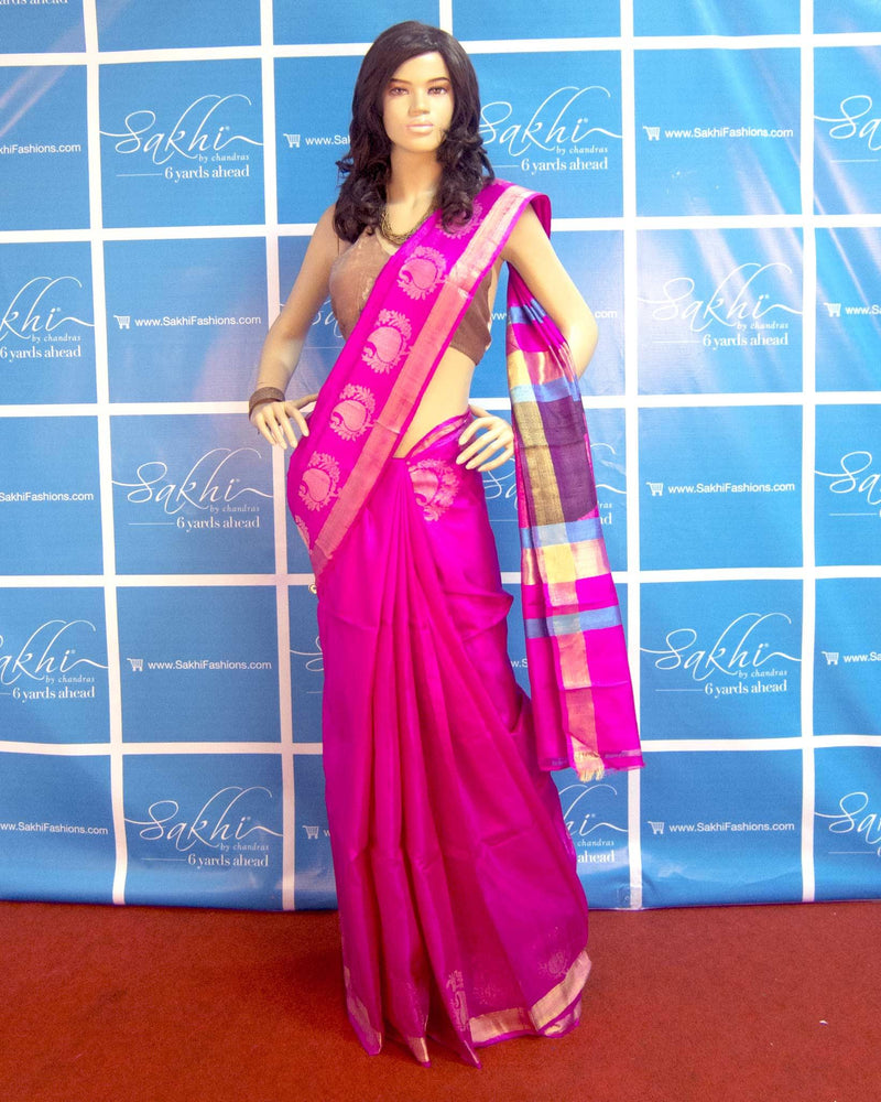 BGP-3534 - Pink & Multi Pure Tussar Silk Saree