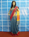 BGP-3575 - Blue & Multi Pure Tussar silk Saree