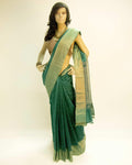 BGP-3580 - Green & Beige Pure Dupion Silk Saree
