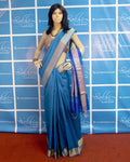 BGP-3581 - Blue & Gold Pure Dupion Silk Saree