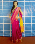 BGP-3585 - Pink & Mustard Pure Dupion Silk Saree