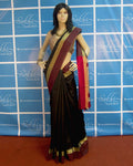 BGP-3589 - Black & Red Pure Dupion Silk Saree