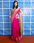 BGP-3596 - Pink & Green Pure Dupion Silk Saree