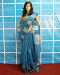 BGP-3619 - Blue & Beige Pure Tussar silk Saree
