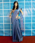 BGP-3634 - Blue & Beige Pure Tussar Silk Saree