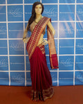 BGP-3650 - Maroon & Beige Pure Dupion Silk Saree