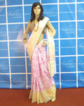 BGP-3813 - White & Pink Pure Kota Cotton Saree