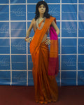 BGP-463 - Orange & Multi Pure Dupion Silk Saree