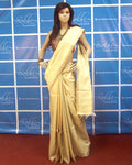 BGP-533 - Beige & Gold Pure Tussar Silk Saree