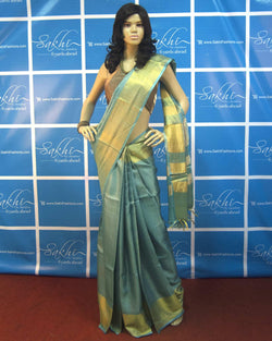 BGP-559 - Blue & Gold Pure Tussar Silk Saree