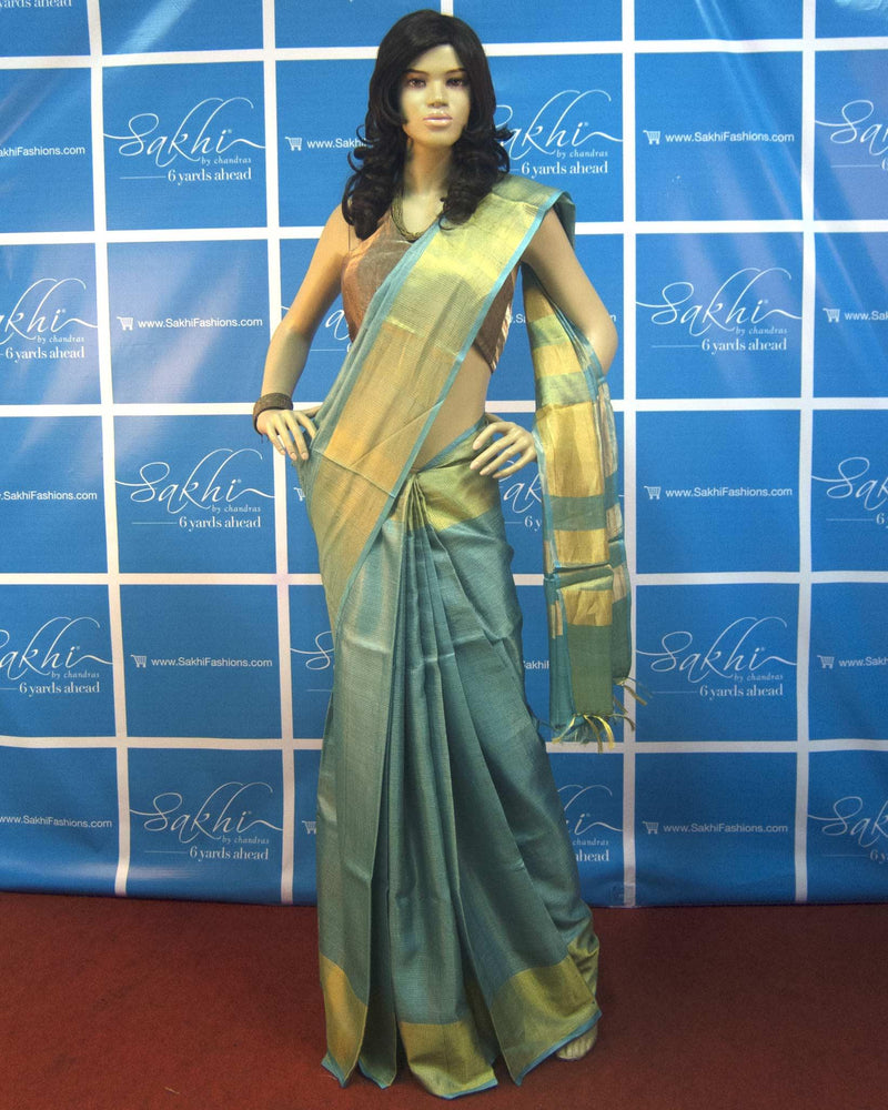 BGP-559 - Blue & Gold Pure Tussar Silk Saree