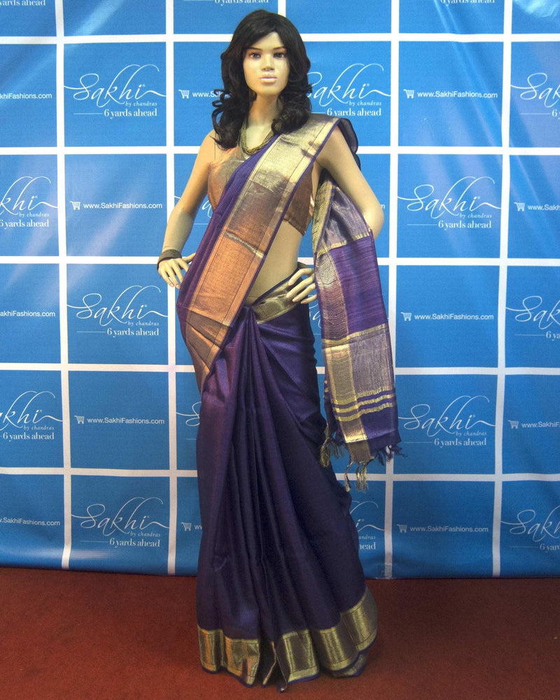 BGP-799 - Purple Pure Tussar Silk Saree