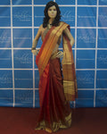 BGP-800 - Orange & Gold Pure Tussar Silk Saree
