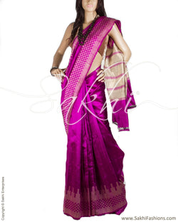 BGP-827 - Pink & Silver Pure Tussar Silk Saree