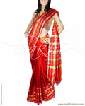 BGQ-12799 - Red & Silver Raw Silk Saree