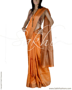 BGQ-12824 - Rust Pure Tussar Silk Saree