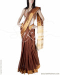 BGQ-12835 - Brown & Gold Pure Tussar Silk Saree