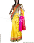 BGQ-12872 - Yellow & Multi Raw Silk Saree