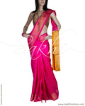 BGQ-12886 - Pink & Gold Raw Silk Saree