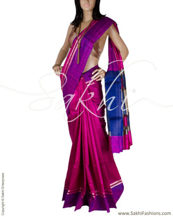 BGQ-12893 - Pink & Gold Raw Silk Saree