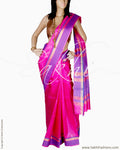 BGQ-12901 - Pink & Blue Pure Tussar Silk Saree
