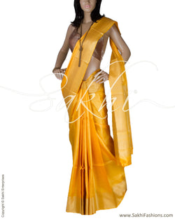 BGQ-12914 - Yellow Pure Tussar Silk Saree