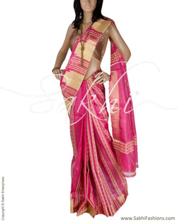 BGQ-12956 - Pink Pure Matka Silk Saree