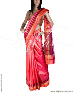 BGQ-12974 - Peach Pure Tussar Silk Saree