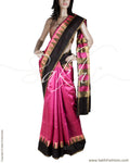 BGQ-13272 - Peach & Black Raw Silk Saree