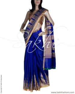 BGQ-13277 - Blue Raw Silk Saree