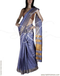 BGQ-13295 - Grey & Gold Pure Tussar Silk Saree