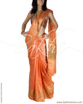 BGQ-13309 - Orange  & Gold Pure Tussar Silk Saree