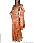 BGQ-13355 - Orange  & Gold Pure Tissue Kota Saree