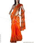 BGQ-1480 - Orange & Black Blended Tussar  Saree