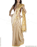 BGQ-1487 - Beige & Gold Blended Tussar  Saree