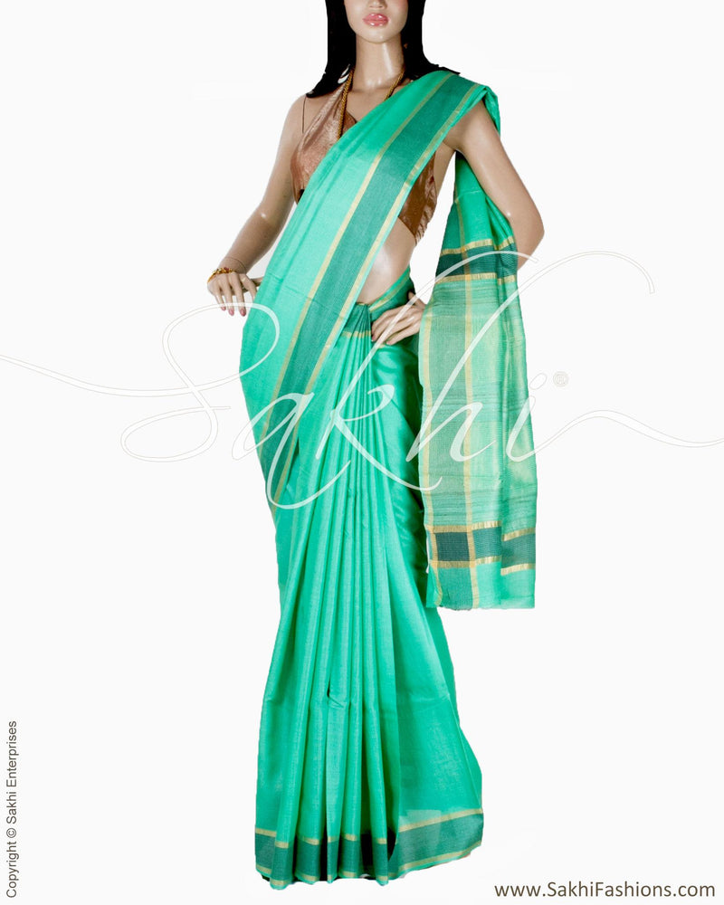 BGQ-1501 - Blue Pure Tussar Silk Saree