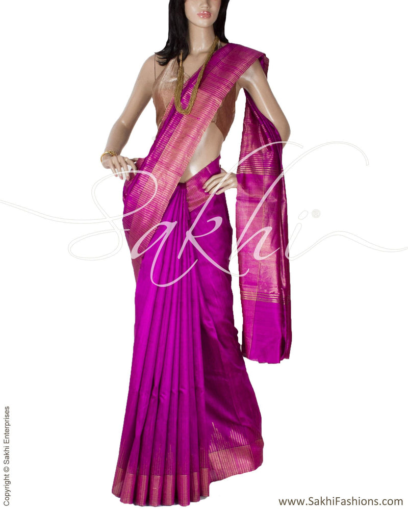 BGQ-1506 - Lavender & Gold Pure Silk Saree