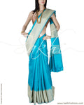 BGQ-1567 - Blue & Gold Pure Tussar Silk Saree