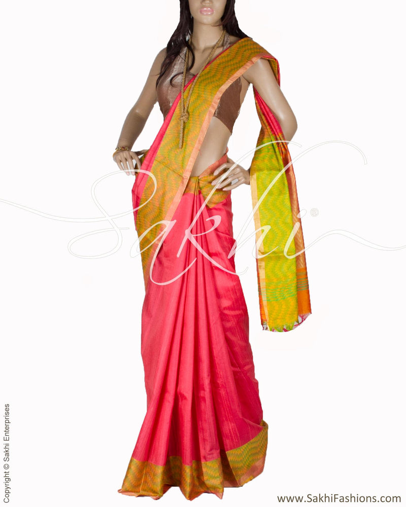 BGQ-1668 - Pink & Multi Pure Silk Saree