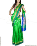 BGQ-1674 - Green & Blue Pure Silk Saree