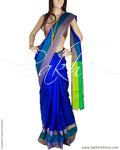 BGQ-1677 - Blue & Multi Pure Silk Saree