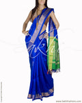 BGQ-1701 - Blue & Green Pure Silk Saree