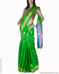 BGQ-1703 - Green & Blue Pure Silk Saree