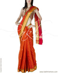 BGQ-1710 - Orange & Gold Supernet Saree