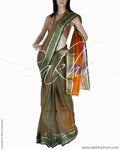 BGQ-1715 - Green & Multi Supernet Saree